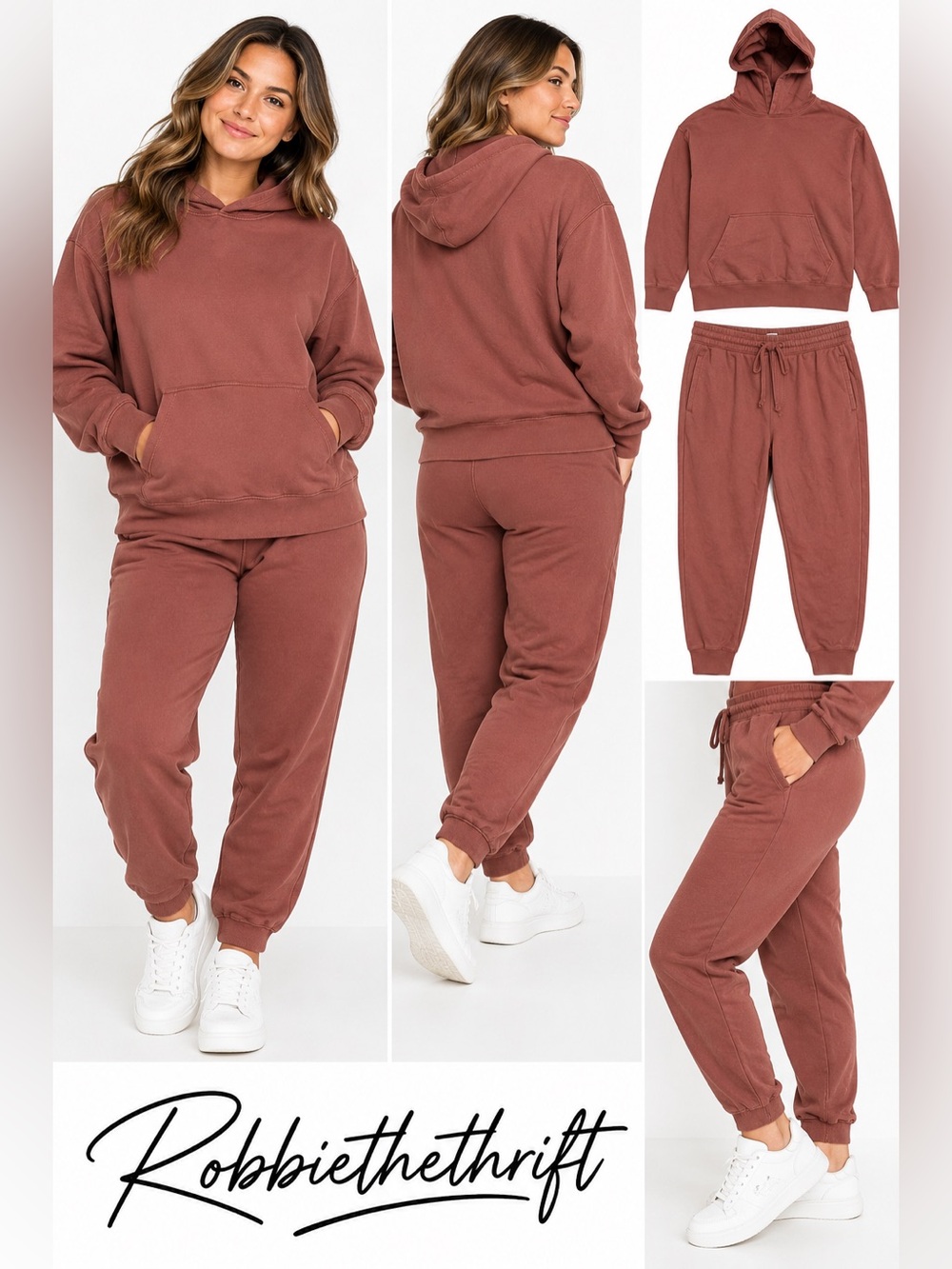 OLD NAVY Women's Cozy Hooded Sweatshirt & Jogger Set L/XL Rust